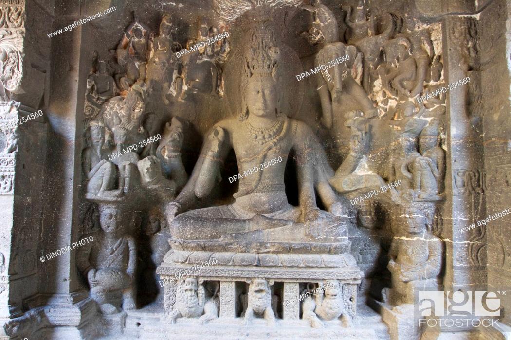 Stock Photo: Shiva statue, kailash temple, aurangabad, maharashtra, india, asia.