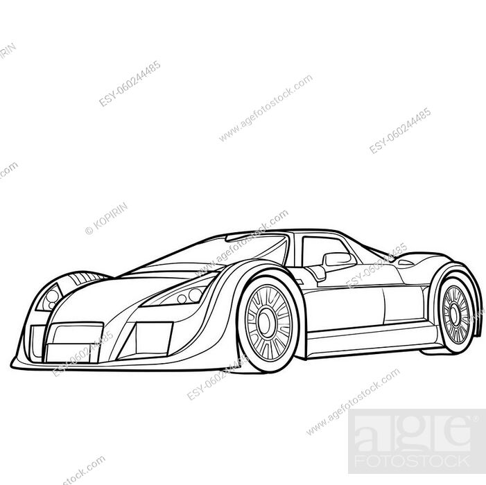 sketch of a sports car, coloring book, cartoon illustration, isolated  object on white background, Stock Vector, Vector And Low Budget Royalty  Free Image. Pic. ESY-060244485 | agefotostock