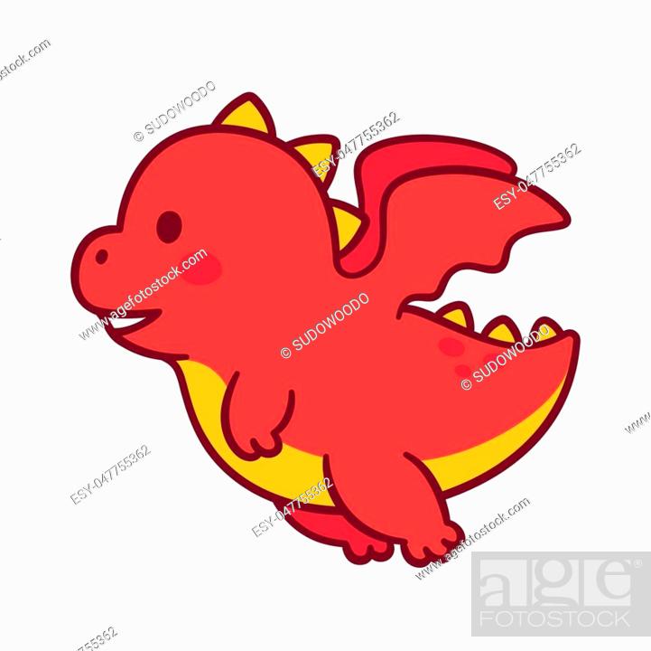 Cute cartoon flying baby dragon. Funny little chubby dragon character  drawing, Stock Vector, Vector And Low Budget Royalty Free Image. Pic.  ESY-047755362 | agefotostock
