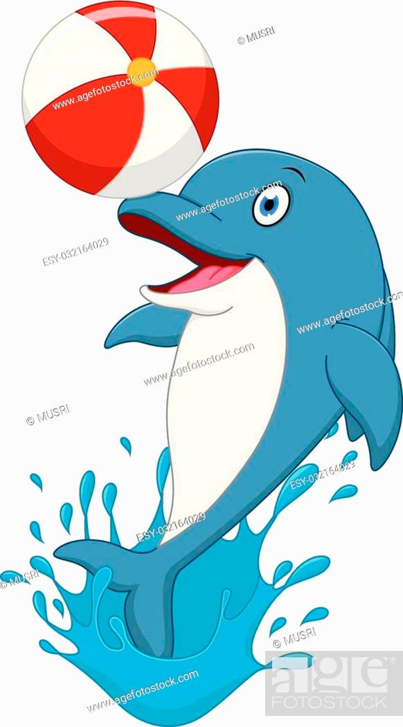 Vector Illustration of Happy dolphin cartoon playing ball, Stock Vector,  Vector And Low Budget Royalty Free Image. Pic. ESY-032164029 | agefotostock