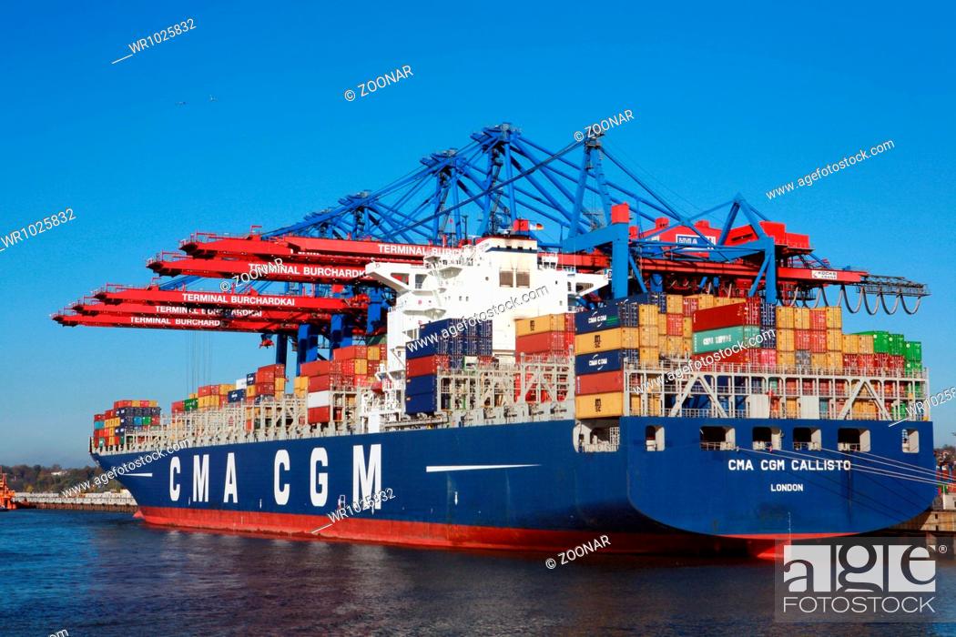 Stock Photo: container terminal harbour Hamburg.