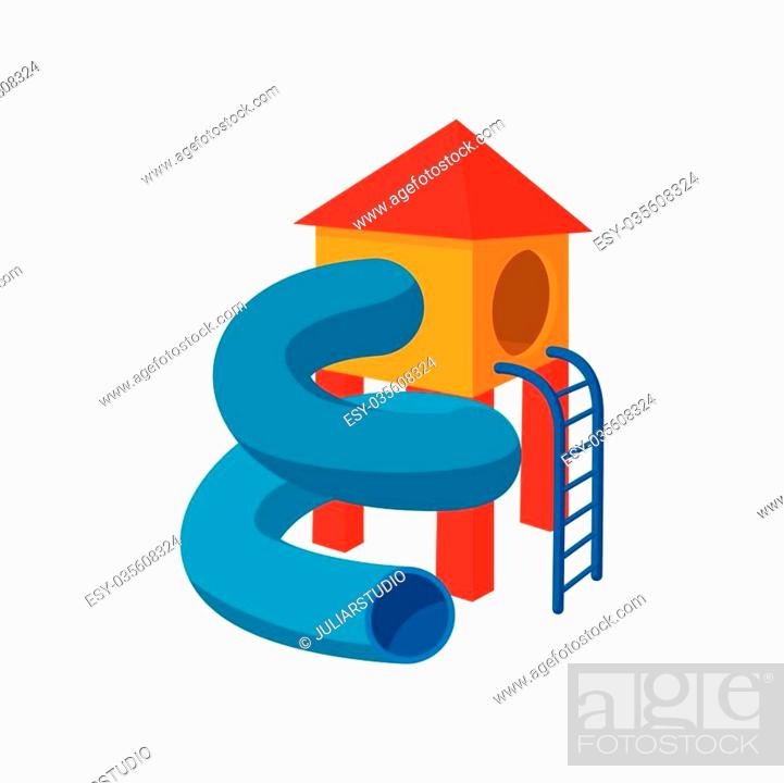 Children tube slide cartoon icon. Playground equipment on white background,  Stock Vector, Vector And Low Budget Royalty Free Image. Pic. ESY-035608324  | agefotostock