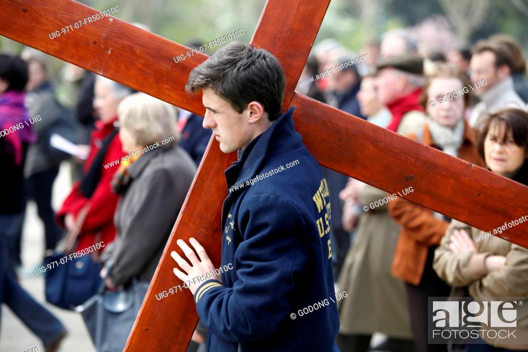 Stock Photo: Easter Week, Good friday, Stations of the cross.