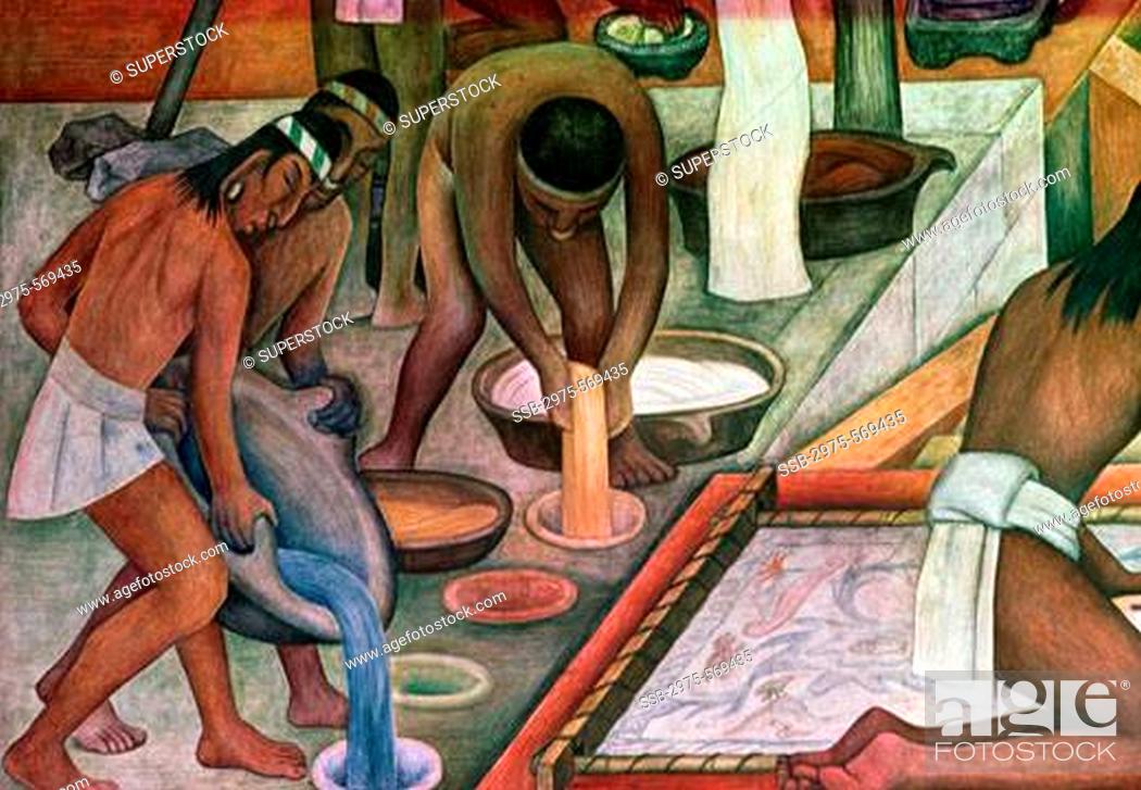 Stock Photo: Tarascan Civilization by Diego Rivera, 1886-1957, Mexico, Mexico City, National Palace.