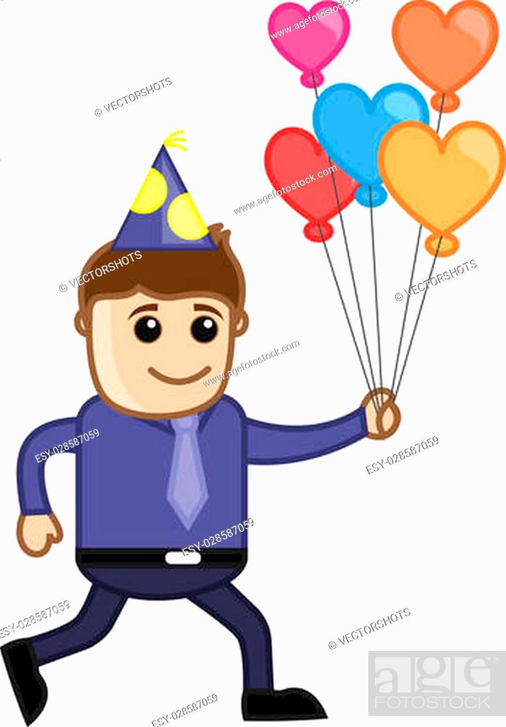 Drawing Art of Young Cartoon Lover Boy Running with Heart Balloons Vector  Illustration, Stock Vector, Vector And Low Budget Royalty Free Image. Pic.  ESY-028587059 | agefotostock