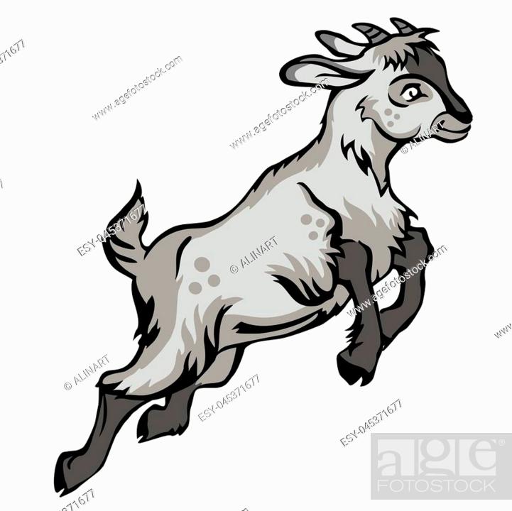 Decorative jumping funny cartoon goat kid. Colorful vector illustration in  black and grey colors..., Stock Vector, Vector And Low Budget Royalty Free  Image. Pic. ESY-045371677 | agefotostock
