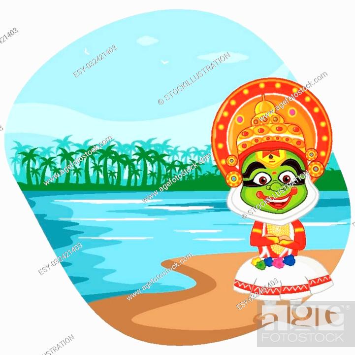 Kathakali dancer wishing Happy Onam in vector, Stock Vector, Vector And Low  Budget Royalty Free Image. Pic. ESY-032421403 | agefotostock