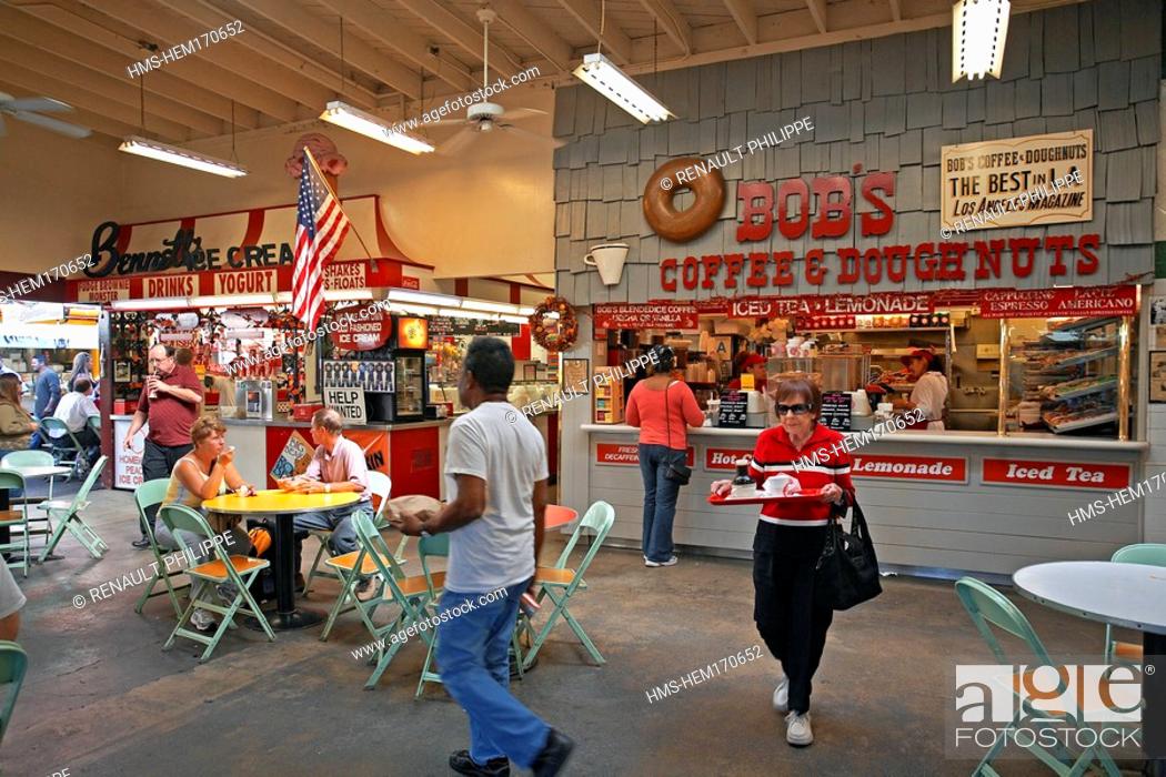 Stock Photo: United States, California, Los Angeles, Beverly Hills, Original Farmers Market, grocery stalls and boutiques.