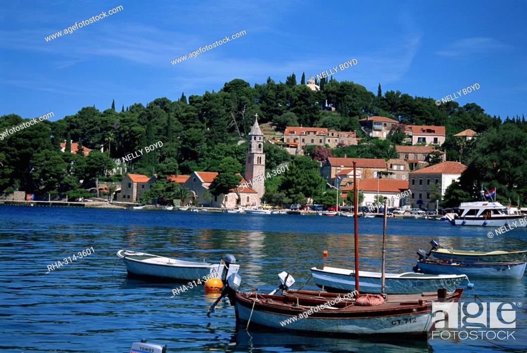 Stock Photo: Cavtat Promenade and Harbour, Dalmatia, Croatia, Europe.