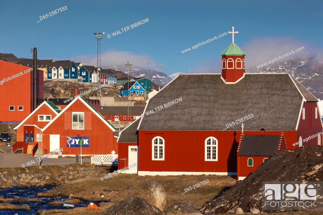 Stock Photo: Greenland, Qaqortoq, Frelserens Kirke church.