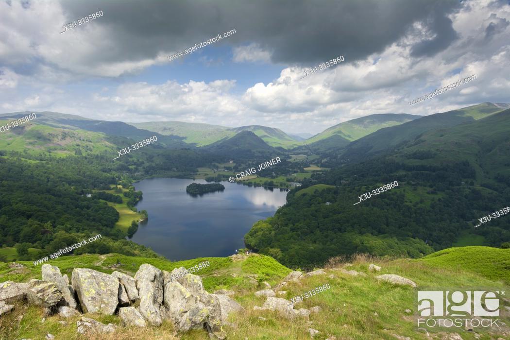 Stock Photo: Grasmere lake from Loughrigg Fell in the Lake District National Park, Cumbria, England.