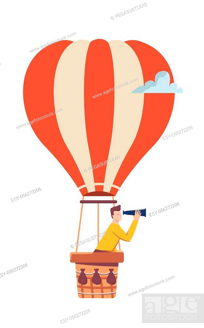 Cartoon male flying in hot air balloon vector flat illustration, Stock  Vector, Vector And Low Budget Royalty Free Image. Pic. ESY-056272206 |  agefotostock