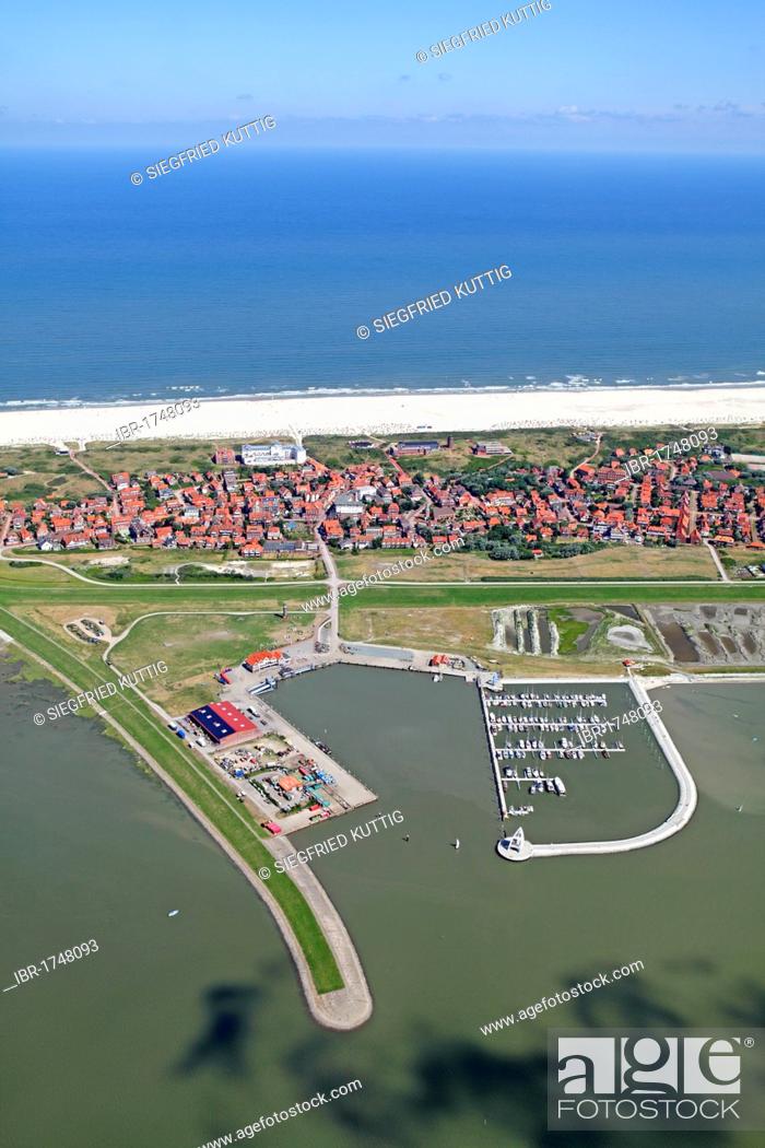 Stock Photo: Aerial view, Juist Island, East Frisian Island, East Frisia, Lower Saxony, Germany, Europe.