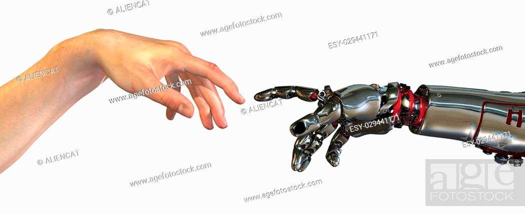 Human And Robot Hands Almost Touching 3d Render A Modern Take