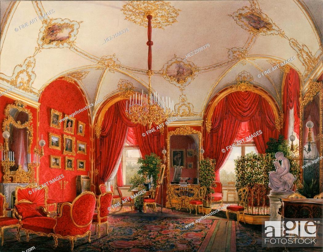 Stock Photo: Interiors of the Winter Palace. The Fourth Reserved Apartment. The Corner Room, Mid of the 19th cen. Found in the collection of the State Hermitage, St.