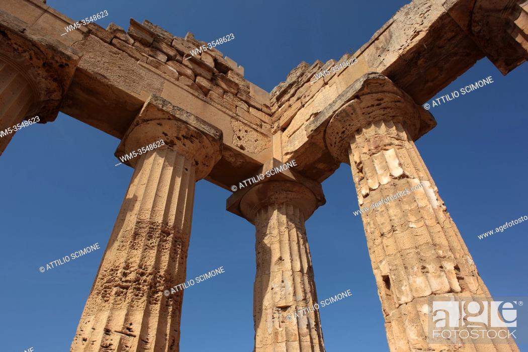 Stock Photo: The Temple of Hera, Tempio di Giunone, was built about 470 to 450 BC. The temple belongs to the archaeological sites of Selinunte.