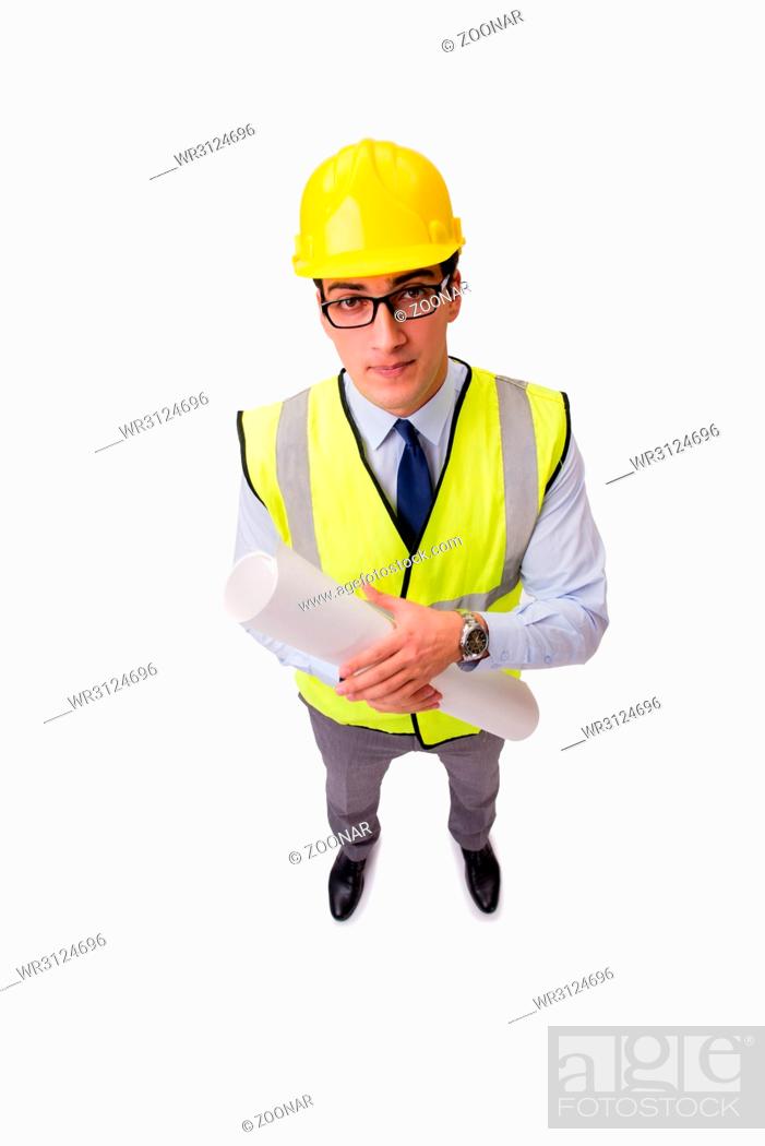 Stock Photo: The construction supervisor isolated on the white background.
