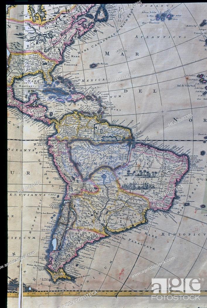 Grav Tegn et billede kapillærer Map of South America, West Indies, Central America and east coast of North  America Atlas, Stock Photo, Picture And Rights Managed Image. Pic.  HEZ-2680205 | agefotostock