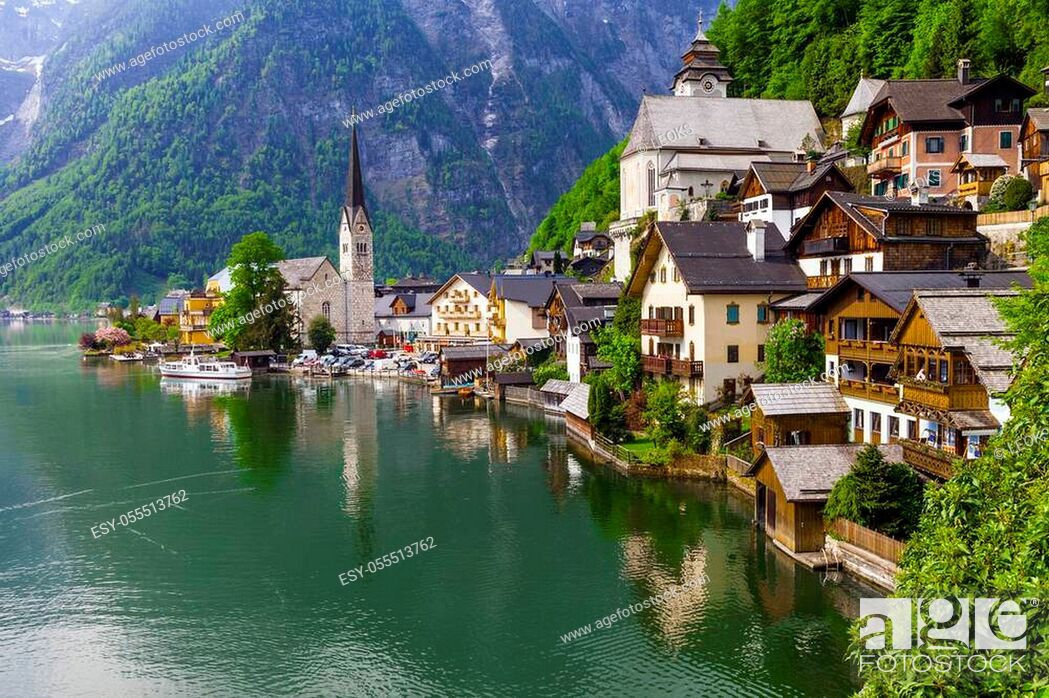 Stock Photo: one of the most beautiful villages of Austria Hallstat, popular tourist destination.