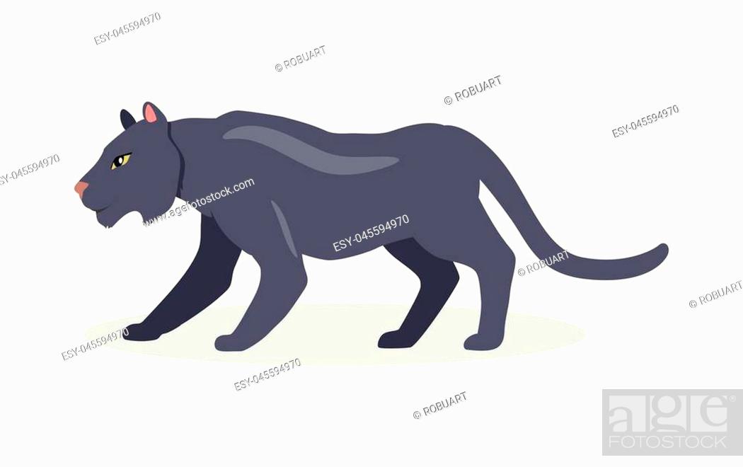 Black jaguar cartoon character. Cute black jaguar flat vector isolated on  white, Stock Vector, Vector And Low Budget Royalty Free Image. Pic.  ESY-045594970 | agefotostock