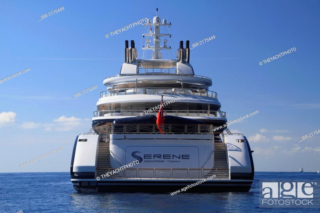 Stock Photo: Motoryacht Serene, 133.9m, built in 2011 by yacht builder Fincantieri Yachts and owned by Yuri Scheffler, Côte d'Azur, Monaco, France, Mediterranean, Europe.