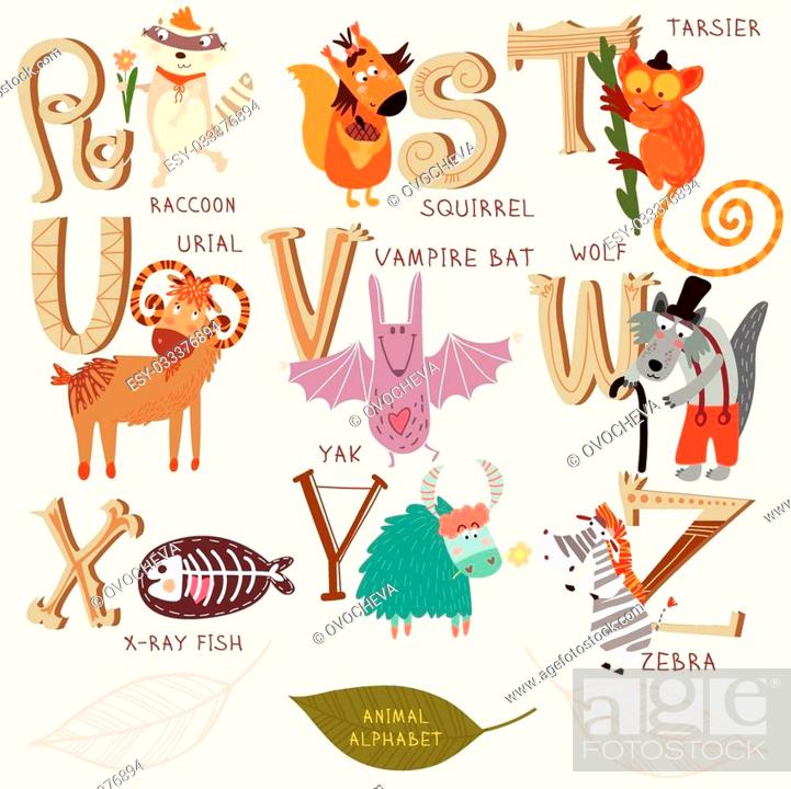Cute animal alphabet. R, s, t, u, v, w, x, y, z letters, Stock Vector,  Vector And Low Budget Royalty Free Image. Pic. ESY-033376894 | agefotostock