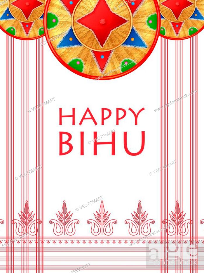 Stock Vector: illustration of traditional background for religious holiday festival of Assamese New Year Bihu of Assam India.