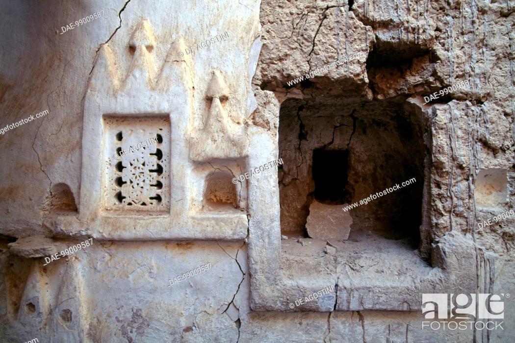Stock Photo: Interior of a ruined house in the Old Town of Ghadames, Tripoli, Libya.