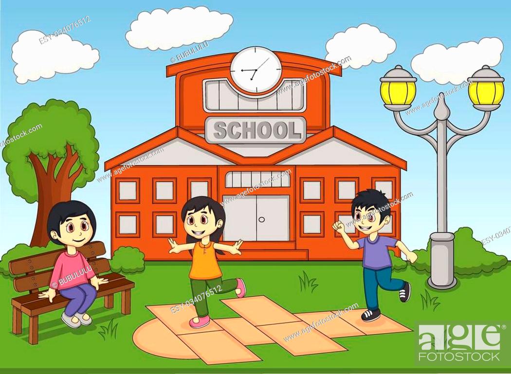 Children playing hopscotch on the school cartoon vector illustration, Stock  Vector, Vector And Low Budget Royalty Free Image. Pic. ESY-034076512 |  agefotostock