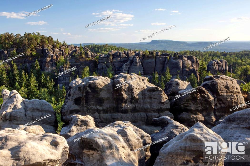 Stock Photo: Carola Rocks in the Elbe Sandstone Mountains, Saxony, Germany, Europe.