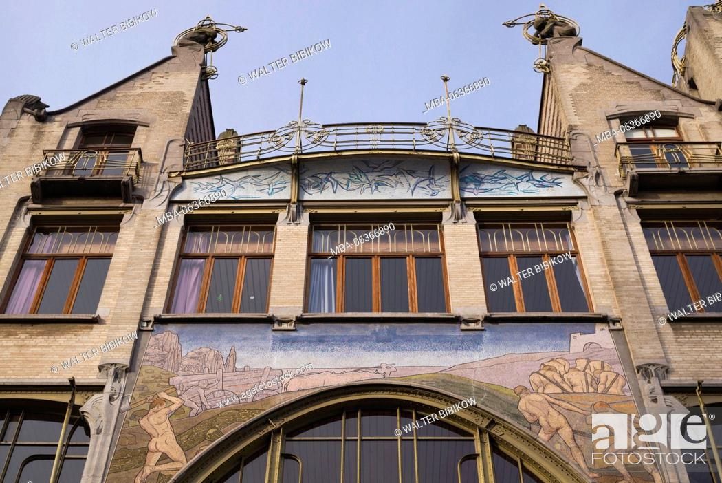 Stock Photo: Belgium, Antwerp, art-nouveau architecture, Help U Zelve building, detail.