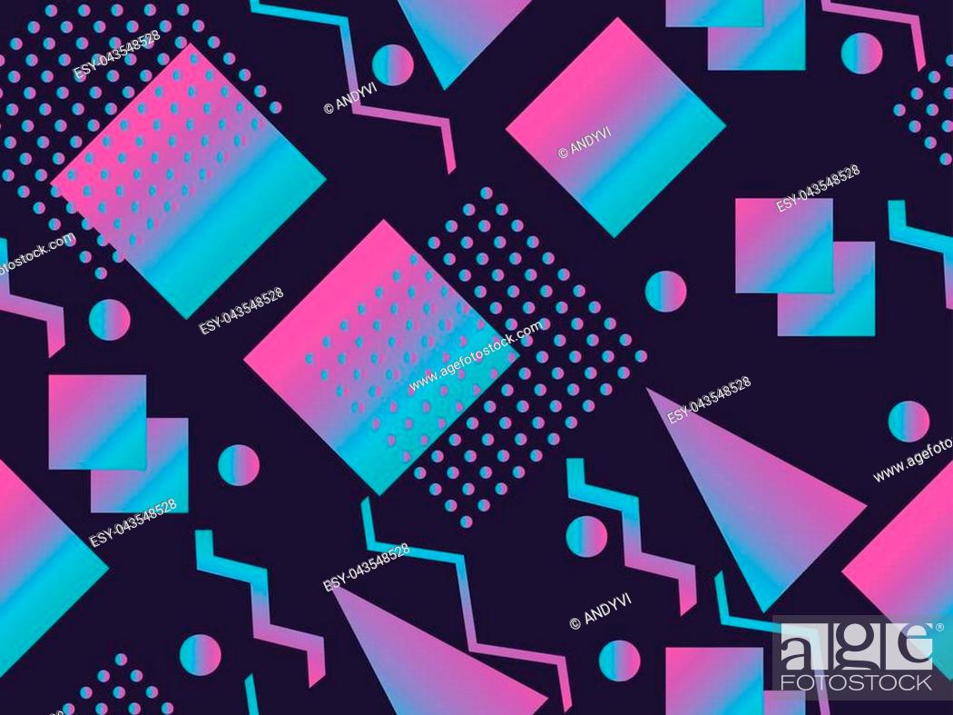 Memphis seamless pattern. Holographic geometric shapes, gradients, retro  style of the 80s, Stock Vector, Vector And Low Budget Royalty Free Image.  Pic. ESY-043548528 | agefotostock