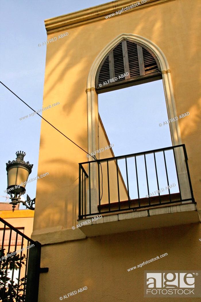 Stock Photo: Can Malet's balcony, casal d'avis, Masnou, Catalonia, Spain.