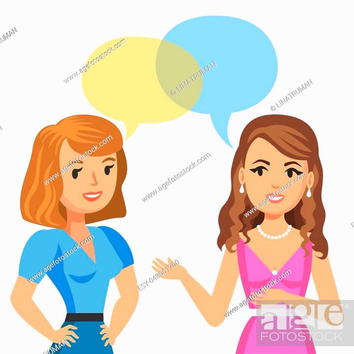 Two young women talking in cafe. Gossip girls. Meeting friends, Stock  Vector, Vector And Low Budget Royalty Free Image. Pic. ESY-048061700 |  agefotostock