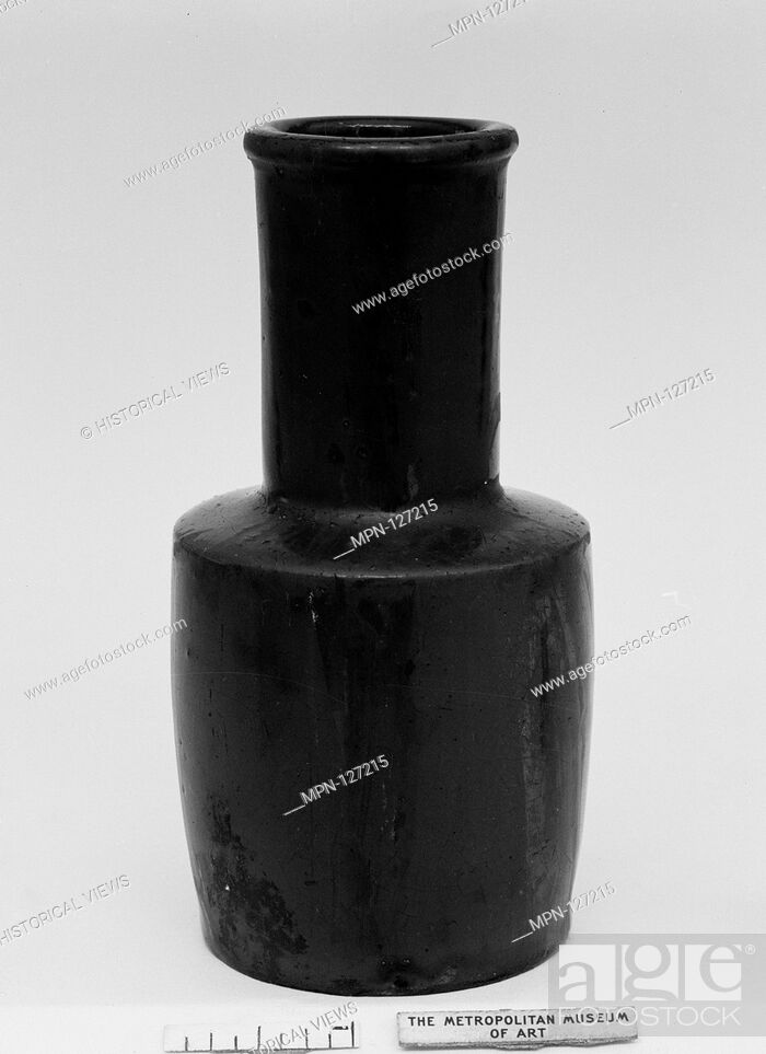 Stock Photo: Bottle. Period: Edo period (1615-1868); Date: 18th century; Culture: Japan; Medium: Clay covered with an iridescent glaze; the base glazed dark brown (Kyoto.