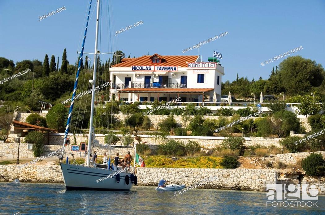 Stock Photo: Nicola's taverna, Fiskardo, Kefalonia Cephalonia, Ionian Islands, Greece, Europe.