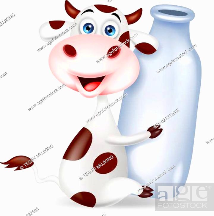 Funny cow cartoon embrace a bottle of milk, Stock Photo, Picture And Low  Budget Royalty Free Image. Pic. ESY-021332685 | agefotostock