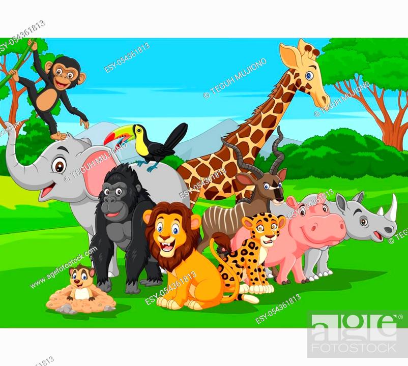 Cartoon wild animals in the jungle, Stock Vector, Vector And Low Budget  Royalty Free Image. Pic. ESY-054361813 | agefotostock