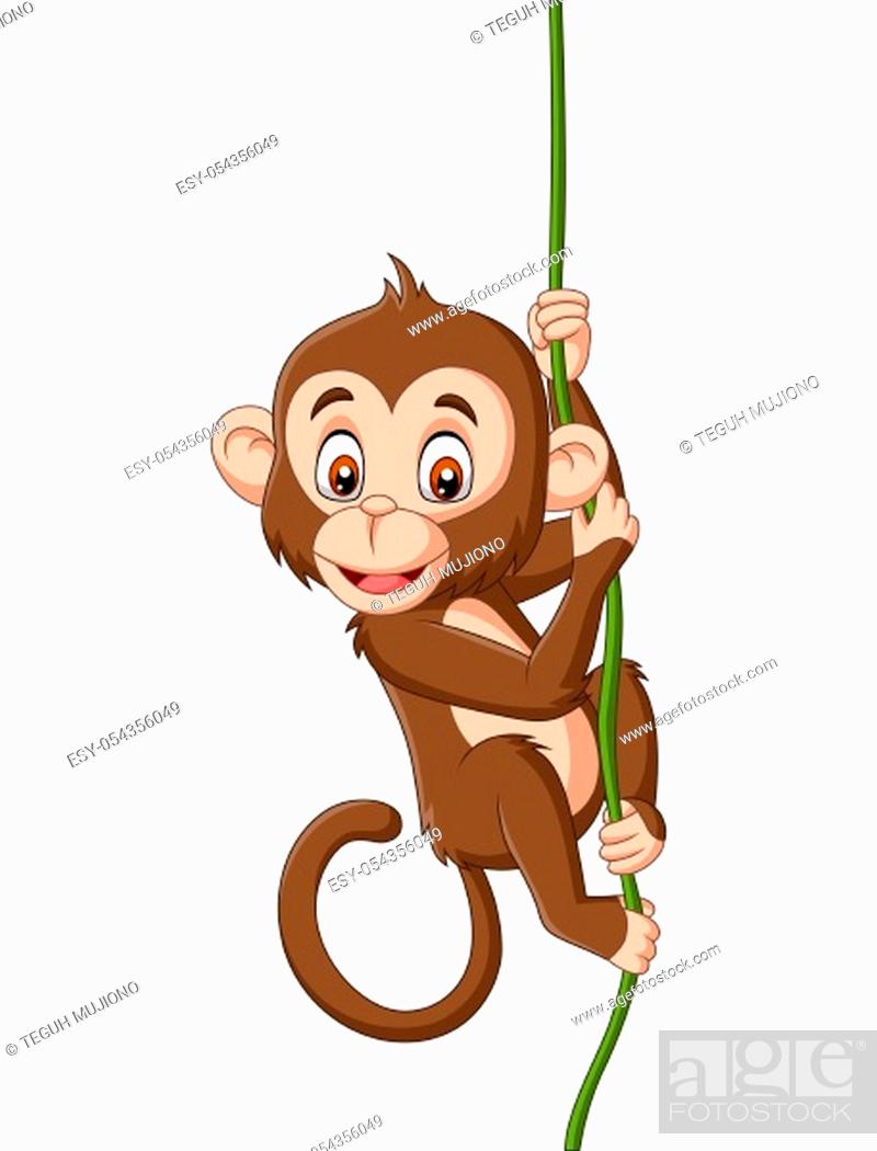 Cartoon baby monkey hanging on a tree branch, Stock Vector, Vector And Low  Budget Royalty Free Image. Pic. ESY-054356049 | agefotostock