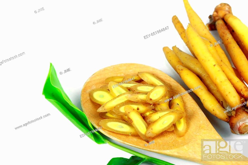 Stock Photo: finger root Ingredients for Thai Cuisine on white background.