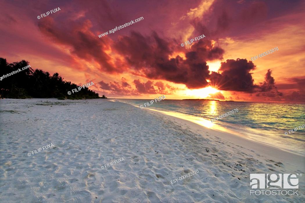 Stock Photo: Sunset in the Maldives.