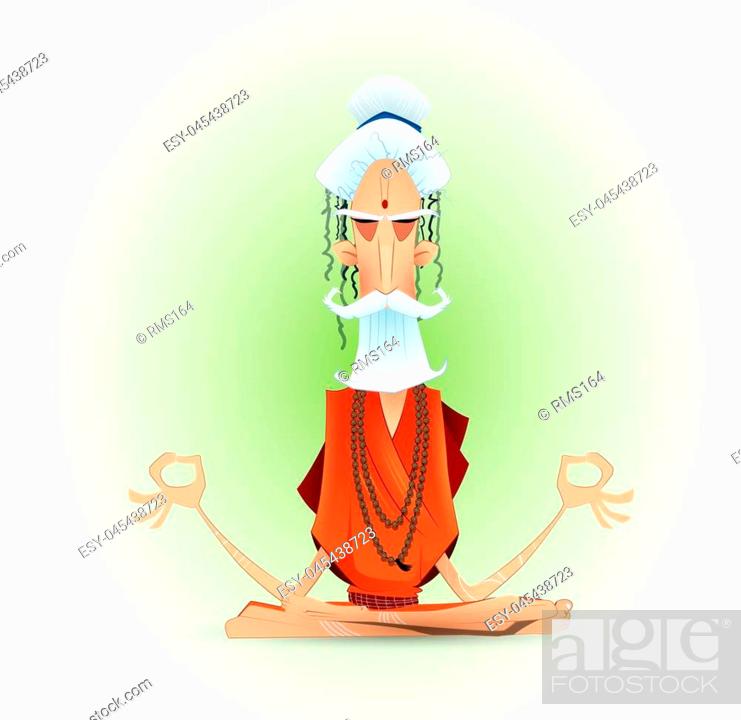 Holy yogi in deep concentration. Meditating ascetic. Cartoon vector  illustration, Stock Vector, Vector And Low Budget Royalty Free Image. Pic.  ESY-045438723 | agefotostock