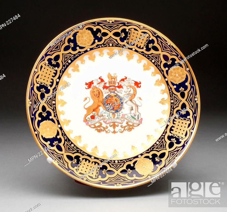 Stock Photo: Plate - About 1830 - Worcester Porcelain Factory (Flight, Barr & Barr Period) Worcester, England, founded 1751 Decorated by Enoch Doe (English, c.