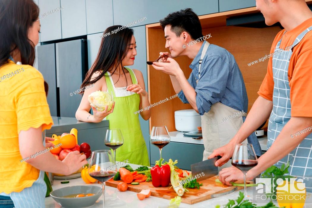 Imagen: Cooking together happy young man.