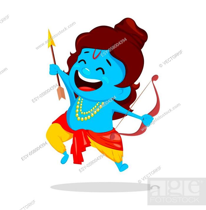 Lord Rama jumping with bow and arrow. Funny cartoon character for Navratri  festival of India, Stock Vector, Vector And Low Budget Royalty Free Image.  Pic. ESY-058004394 | agefotostock