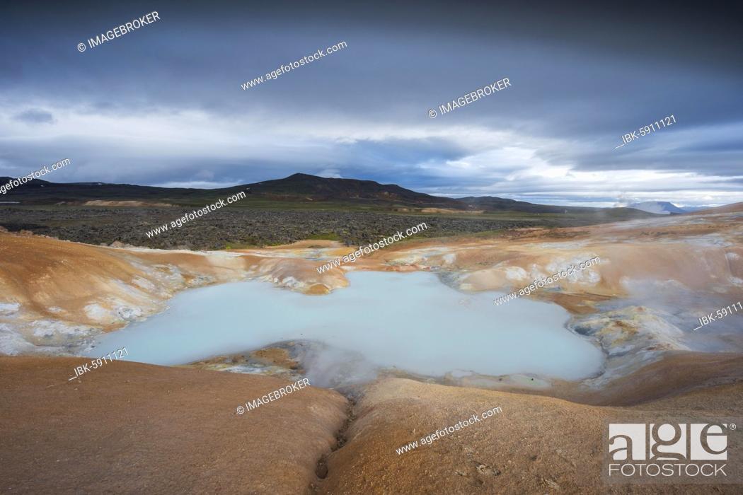 Stock Photo: Turquoise lake in the lava river Leihrnjukur in the Krafla, Skútustaðir, Norðurland eystra, Iceland, Europe.