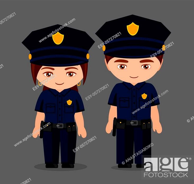 Police man and police woman. Male and female police officer, Stock Vector,  Vector And Low Budget Royalty Free Image. Pic. ESY-057270821 | agefotostock