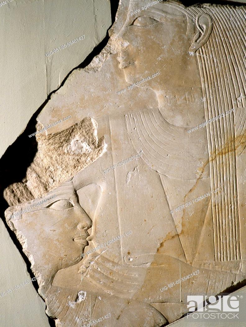 Stock Photo: A detail of a relief from the temple of King Unas at Saqqara.