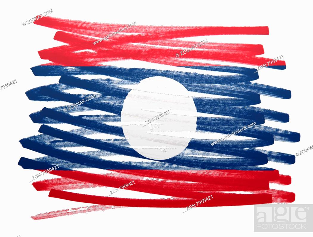 Stock Photo: Flag illustration made with pen - Laos.