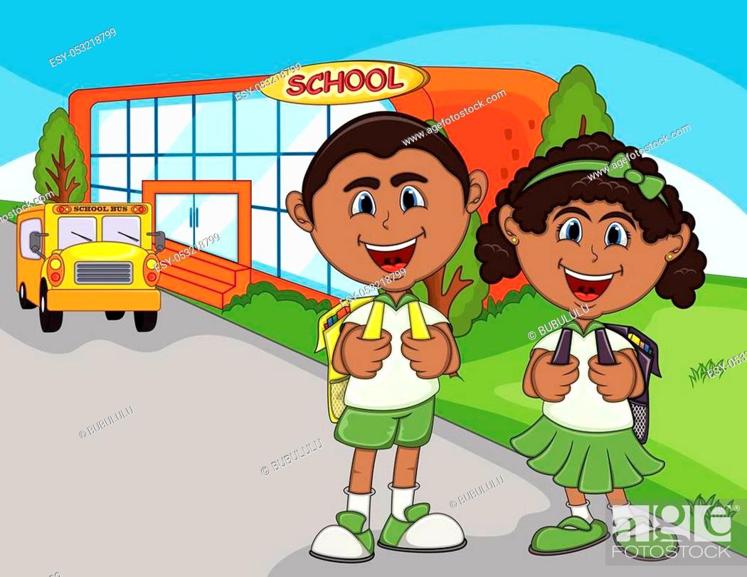 Children go to school cartoon - full color, Stock Vector, Vector And Low  Budget Royalty Free Image. Pic. ESY-053218799 | agefotostock